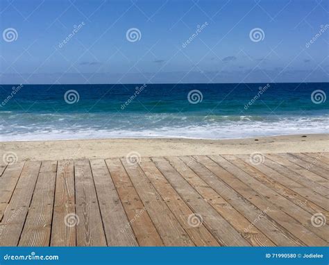 Blue Ocean Sand And Boardwalk Stock Photo Image Of Tourism