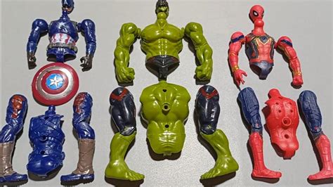 Merakit Mainan Captain America Action Figure Vs Spider Man Hulk Smash