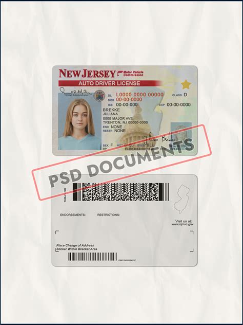New Jersey Drivers License Template Psd Psd Documents