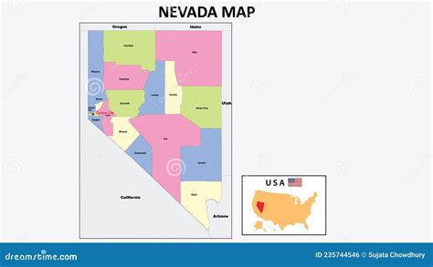 Nevada Map State And District Map Of Nevada Stock Vector