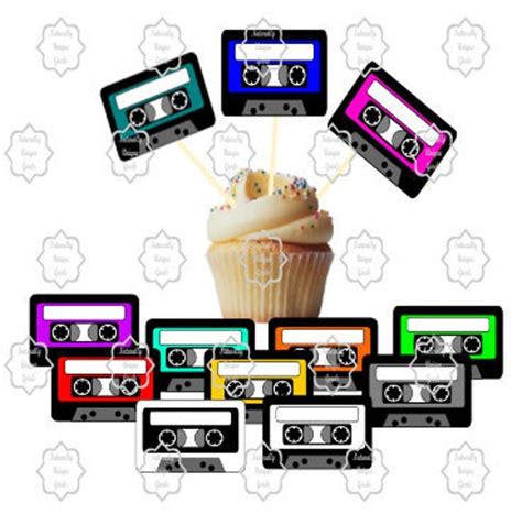 hip hop music theme cassette tape cupcake toppers etsy cassette