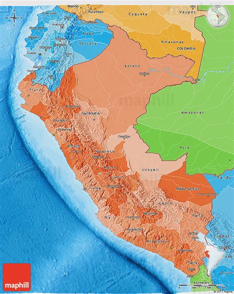 Political Shades 3d Map Of Peru