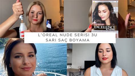 EVDE SAÇ BOYAMA Sarıdan Kahveye Dönüş LOreal Nude 3U YouTube