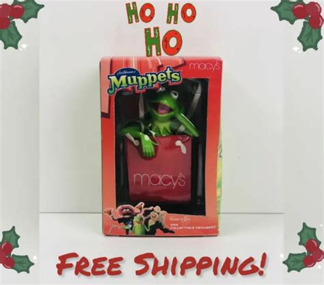 Vintage Muppets Kermit The Frog Macys Shopping Bag 2002 Christmas