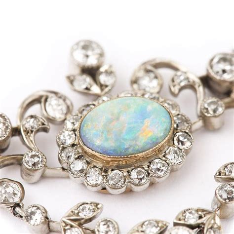 Edwardian Opal And Diamond 18 Karat Gold Articulated Pendant Necklace