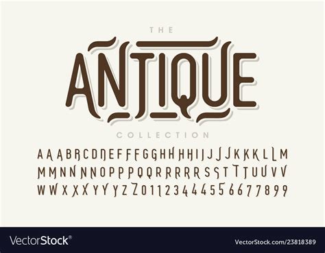 Antique Style Font Design Vintage Alphabet Vector Image
