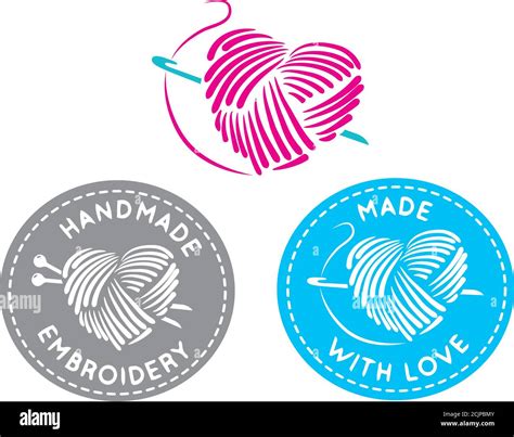Vector Set Of Logo Design Templates In Made And Knitted With Love