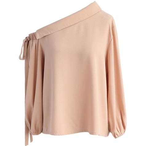 Chicwish Legendary Chic One Shoulder Top In Nude Aud Liked On