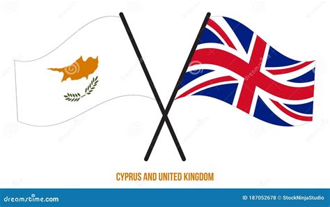 Cyprus And United Kingdom Flags Crossed Flat Style Official Proportion