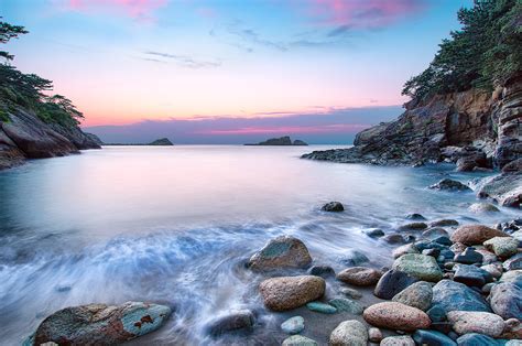 Wallpaper Japan Landscape Sunset Sea Bay Rock