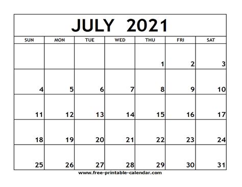 July 2021 Calendar With Notes Calendar Printables Free Templates