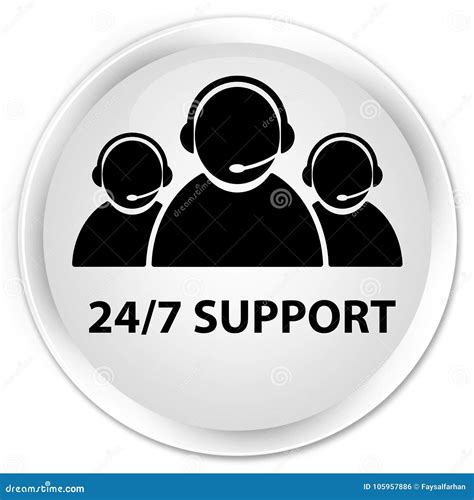 247 Support Customer Care Team Icon Premium White Round Button Stock