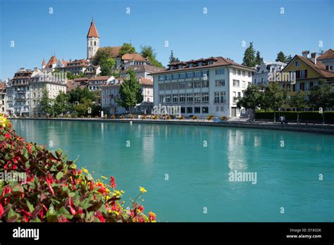 Thun Switzerland River Aare Stock Photo Alamy