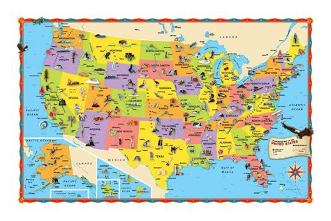 Large Tourist Illustrated Map Of The Usa Usa United States Of