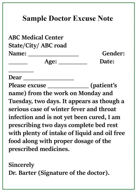 Free 4 ️free Sample Of Doctors Excuse Note Templates Doctors Excuse