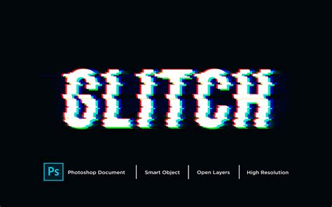 Glitch Text Effect Design Photoshop Layer Style Effect Illustration