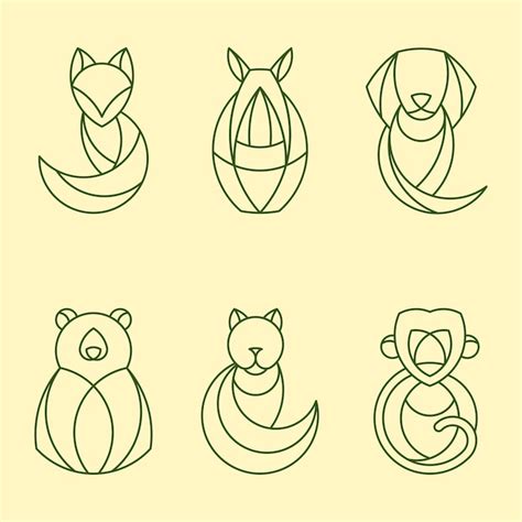 Free Vector Set Of Linear Geometrical Animal Vectors