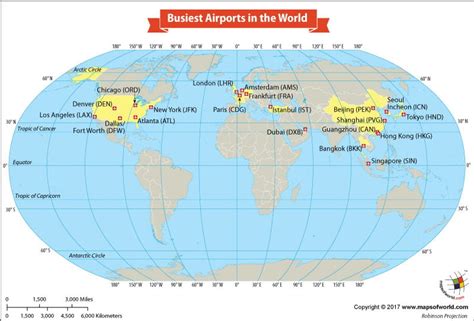 World Map Showing The Busiest Airports In The World Our World