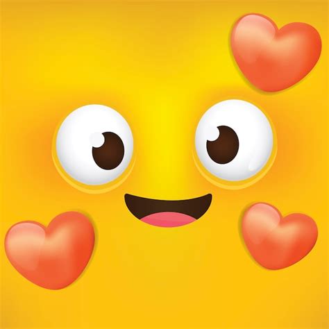 Premium Vector Cute Love Face Emoji Smiley Cartoon Emoticons With