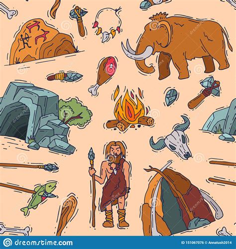Primitive People Vector Primeval Neanderthal Character And Ancient