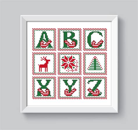 christmas alphabet cross stitch pattern pdf instant download etsy