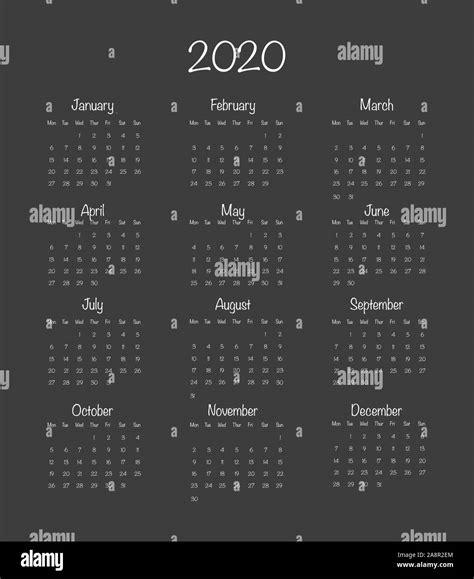 Diseño De Calendario Para 2020 En Un Mínimo De Simple Estilo Floral