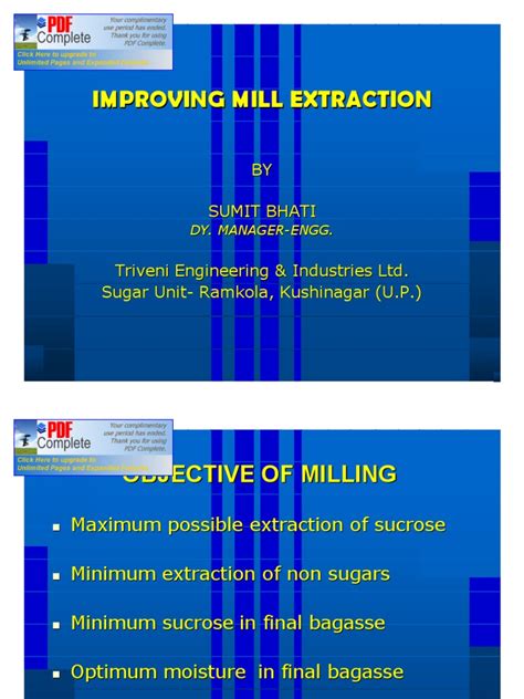 Improving Mill Extraction Sugarcane