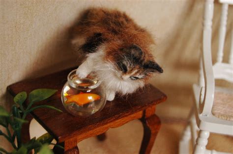 Rirines Miniatures Ginger Felted Calico Cat Portrait Of Bella 112