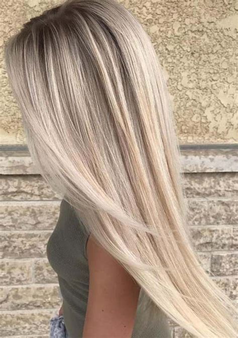 Fresh Platinum Balayage Hair Colors For Long Straight Hair