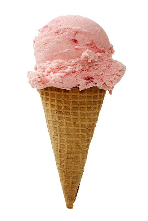 Strawberry Ice Cream Cone Isolated On White Background Ice Cream