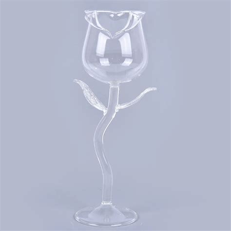 1pc Creative Wine Glass Rose Flower Shape Goblet Lead Free Red Wine Cocktail Glasses Home