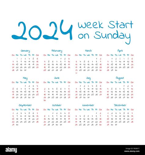 Simple Calendar 2024 Weeks Start On Monday Vector Image January 2024