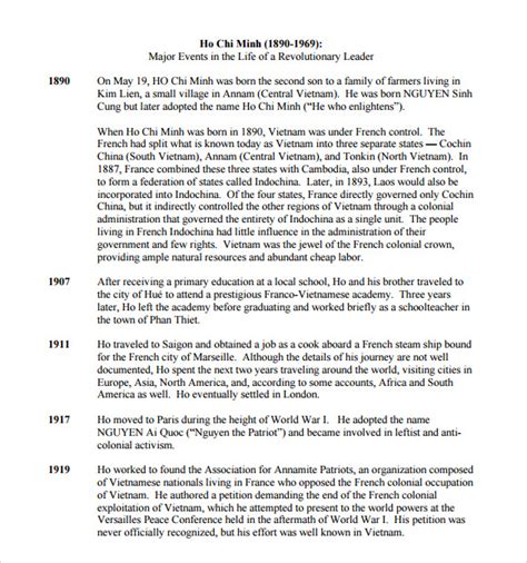 Free 7 Biography Timeline Templates In Pdf