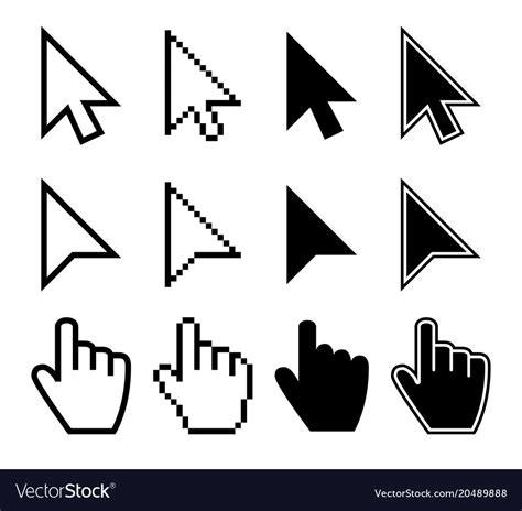 Clicking Mouse Cursors Computer Finger Pointers Vector Image