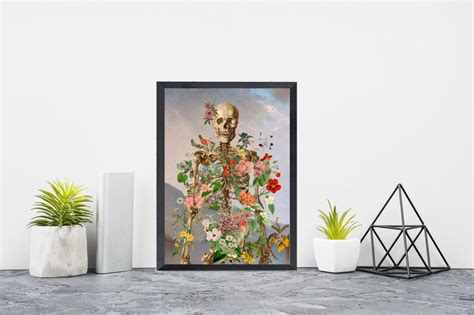 Wall Art Flower Skeleton Human Skeleton Art Anatomy Etsy