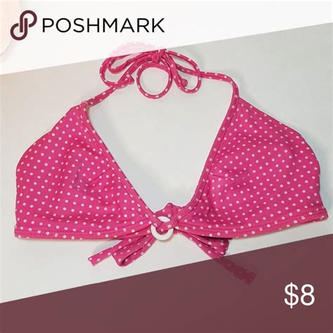 Pink Polka Dot Tie Front Halter Bikini Top Pink Polka Dots Bikini