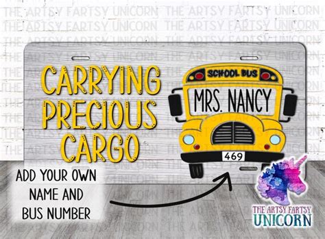 Carrying Precious Cargo Bus Driver License Plate Sublimation Etsy