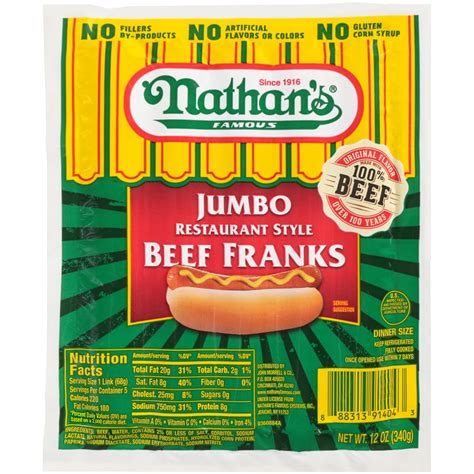 Nathan S Famous Jumbo Restaurant Style Beef Franks Oz Walmart Com