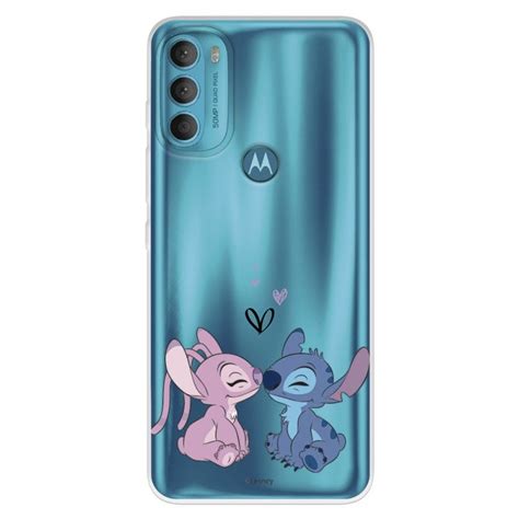 Funda Para Motorola Moto G71 5g Oficial De Disney Angel And Stitch Beso Lilo And Stitch