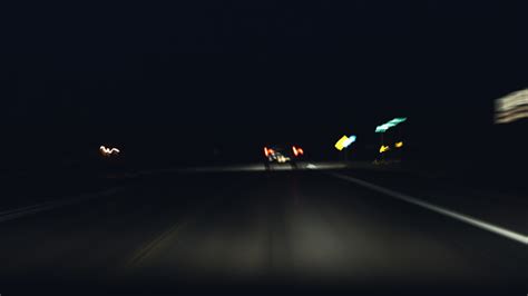 Driving On A Dark Country Road Long Exposure Stock Photo Download