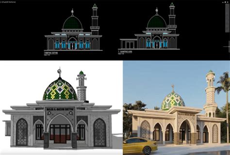 Download Gambar Desain Masjid Format Autocad Dan Sketchup Asdar Id