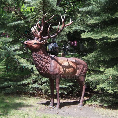 Outdoor Life Size Bronze Deer Statue For Grassplot Oad 11 Onlyart
