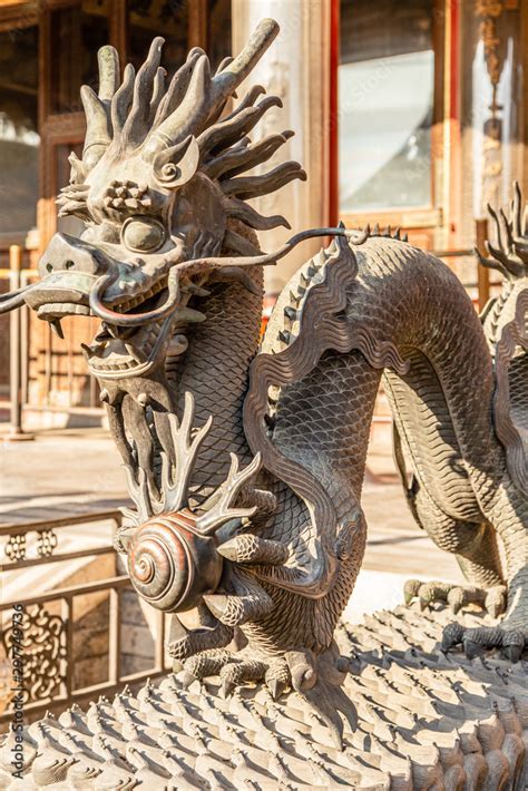 Chinese Dragon Statue From Ming Dynasty Era At The Entrance To The