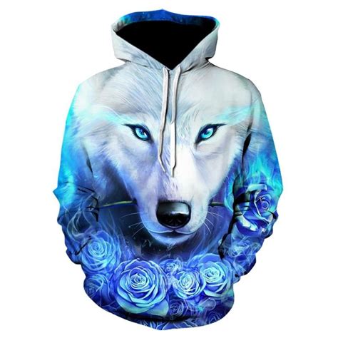 Unisex White Animal Wolf Hoodie Processing And Printing Time 5 8 Days