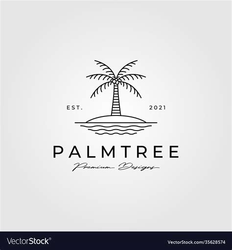 Palm Tree Line Art Logo Minimalist Symbol Design Vector Image
