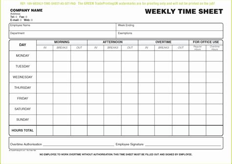Weekly Time Sheet Form