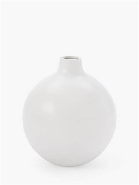 West Elm Ceramic Ball Vase Pure White H43cm At John Lewis And Partners