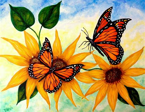 Butterfly Art Original Acrylic Painting Monarch Butterfly