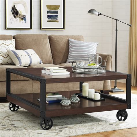 Industrial Style Coffee Table With Wheels Insight From Leticia