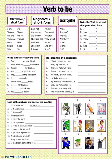 Verb To Be Interactive Worksheet For English